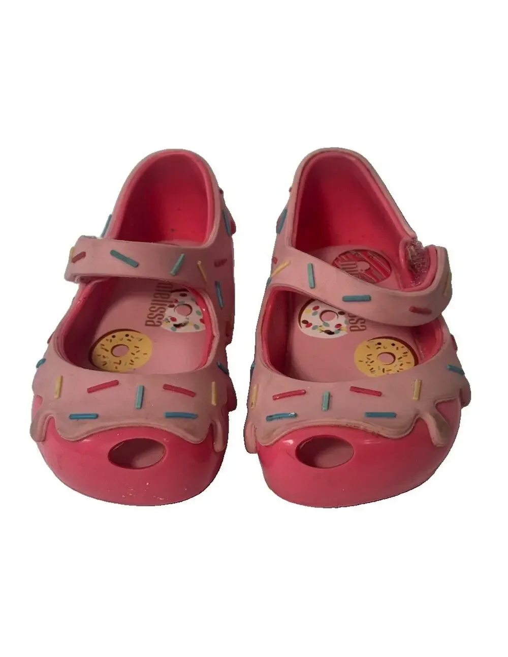 Mini Melissa Toddler Girls Size 5 Pink Donut Sprinkle Jelly Mary Jane Shoes